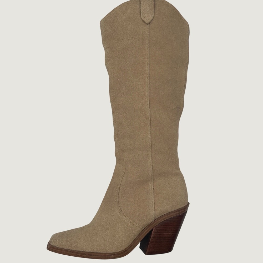 Vince Camuto VC-Afelia Boots Womens 8.5 Tortilla Verona Suede Western Knee High
